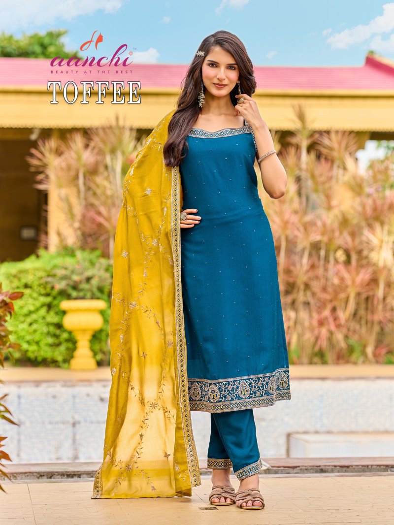 Toffee By Aanchi Vichitra Silk Speghetti Kurti With Bottom Dupatta